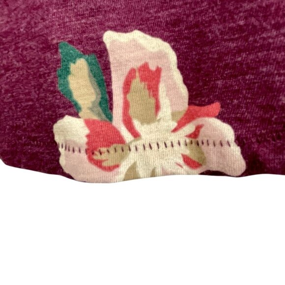 EVRI Everyday Tee Plum Floral V-Neck Long Sleeve Relaxed Fit Cotton Blend 2X - Picture 10 of 13